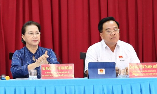 Chủ tịch Quốc hội Nguyễn Thị Kim Ngân trong buổi tiếp xúc cử tri tại TP.Cần Thơ ngày 4.10. Ảnh: HT