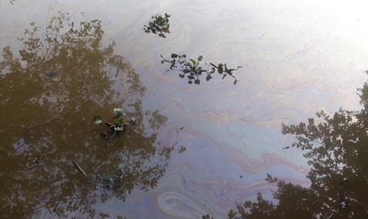 Sự cố bục đường ống dẫn dầu của Công ty Xi măng Chinfon Hải Phòng làm gần chục khối dầu tràn ra môi trường  - ảnh PV