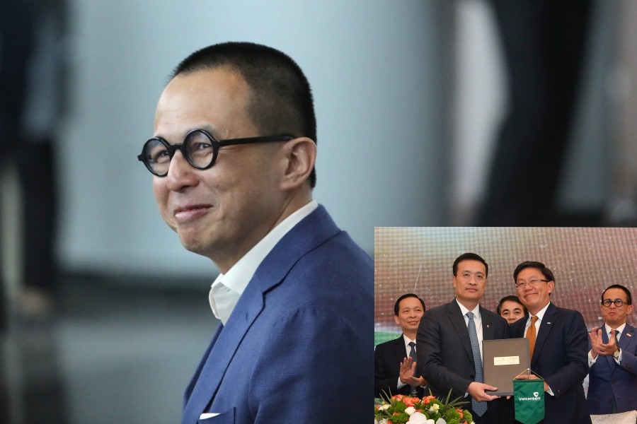 Ảnh lớn: Tỉ phú Hongkong (Trung Quốc) Richard Li - Ảnh Financial Times. 
Ảnh nhỏ: Lễ kí thoả thuận hợp tác giữa Vietcombank và FWD. Ảnh VCD
