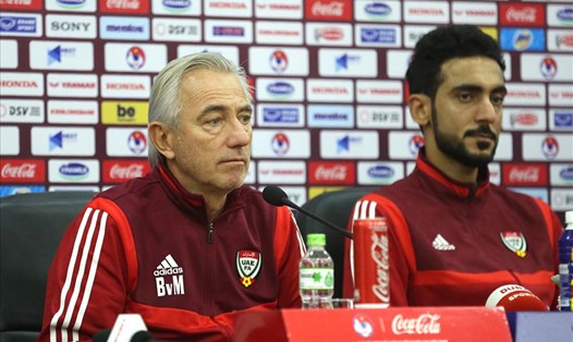 Huấn luyện viên Bert van Marwijk của đội tuyển UAE.  Ảnh: Hoài Thu