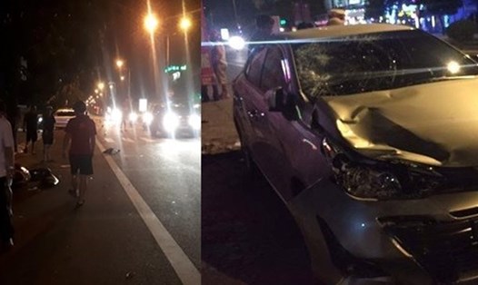 Hiện trường vụ tai nạn mà ông Việt điều khiển xe ôtô va chạm với xe máy tối ngày 19.9. Ảnh: TT