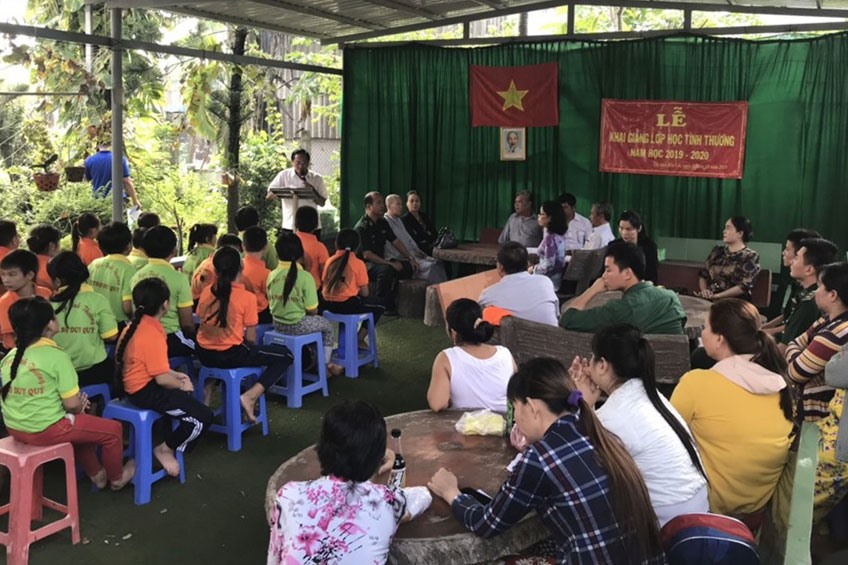 Lớp học tình thương trong 1 khu "Nhà trọ công nhân văn hóa". Ảnh: K.Q