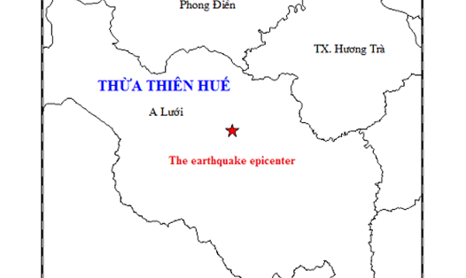Vụ động đất được ghi nhận xảy ra tại huyện A Lưới (Thừa Thiên - Huế) vào tối 17.11. Ảnh: Viện vật lý địa cầu.