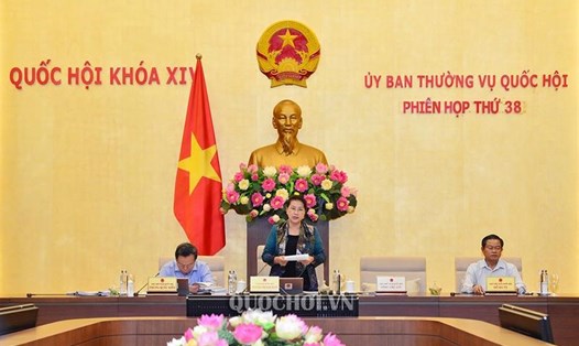 Chủ tịch Quốc hội Nguyễn Thị Kim Ngân phát biểu tại Phiên họp thứ 38 của Uỷ ban Thường vụ Quốc hội. Ảnh: QH.