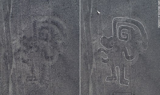 Những hình vẽ cổ được tìm thấy trên cát ở Peru. Ảnh: CNN.