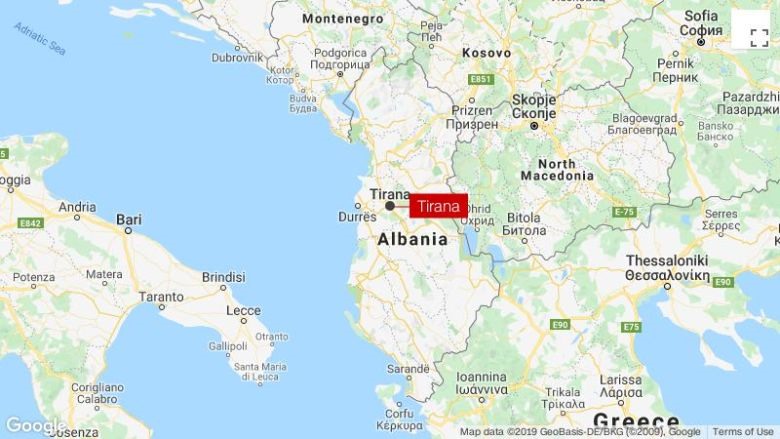 Vị trí tâm chấn của trận động đất 6,4 độ ở Albania sáng ngày 26.11. Ảnh: CNN.