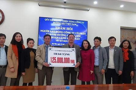 Lãnh đạo Công đoàn Đường sắt Việt Nam thăm hỏi người lao động. Ảnh: CĐ ĐSVN
