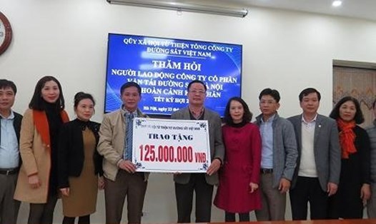 Lãnh đạo Công đoàn Đường sắt Việt Nam thăm hỏi người lao động. Ảnh: CĐ ĐSVN