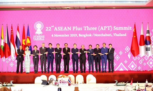 Hội nghị Cấp cao ASEAN + 3 lần thứ 22 diễn ra sáng 4.11 tại Thái Lan. Ảnh: Asean2019.go.th.