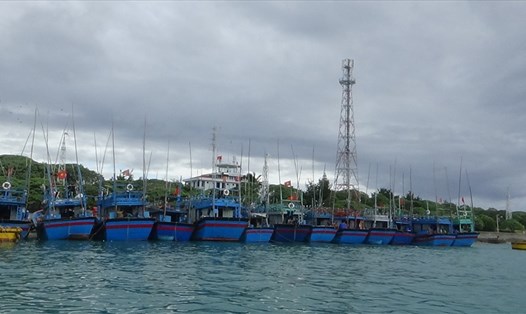 Tàu thuyền đã về neo đậu tránh trú bão số 6 tại các âu tàu trên huyện đảo Trường Sa. Ảnh:T.S