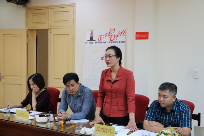 Đồng chí Phạm Thanh Bình – Chủ tịch Công đoàn Y tế Việt Nam, Trưởng đoàn Khảo sát - phát biểu kết luận của buổi làm việc.