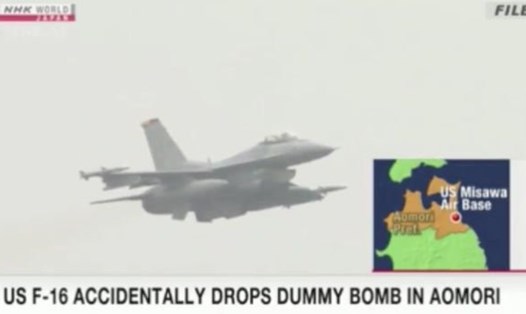 Chiến đấu cơ F-16 của Mỹ thả rơi bom ở tỉnh Aomori. Ảnh: NHK.