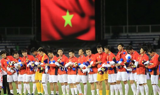Các cầu thủ U22 Việt Nam giành HCV SEA Games 30. Ảnh DP