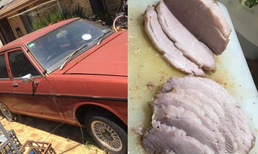Thịt lợn nướng chín trong ô tô vì nắng nóng ở Australia. Ảnh: AO.