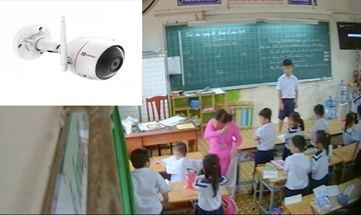 Hình ảnh giáo viên đánh học sinh được ghi lại từ camera quay lén do phụ huynh lắp đặt trong lớp học.