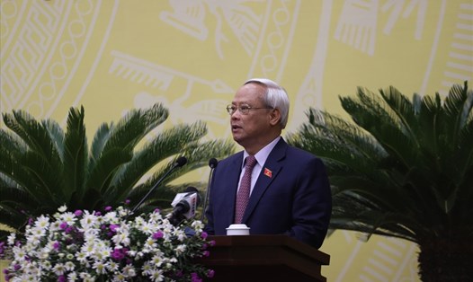 Phó Chủ tịch Quốc hội Uông Chu Lưu phát biểu tại kỳ họp 11 HĐND thành phố Hà Nội. Ảnh: Nguyễn Hà