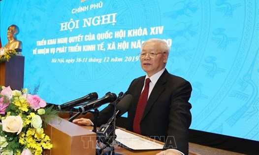 Tổng Bí thư, Chủ tịch Nước Nguyễn Phú Trọng phát biểu tại Hội nghị. Ảnh: Trí Dũng/TTXVN