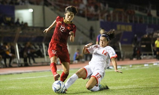 Đội tuyển nữ Việt Nam đã có một trận đấu đầy khó khăn trước chủ nhà Philippines. Ảnh: HOÀI THU