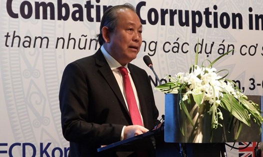 Phó Thủ tướng Thường trực Trương Hòa Bình phát biểu tại phiên họp. Ảnh T.Vương