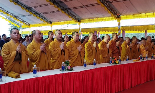 Các đại biểu dự lễ khai hội chùa Bái Đính năm 2019. Ảnh: NT