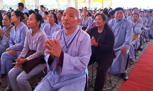 Hàng vạn tăng ni, phật tử và khách thập phương dự lễ khai hội chùa Bái Đính năm 2019. Ảnh: NT