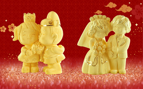 Quà tặng mỹ nghệ vàng Phu Thê Hảo Hợp, Phu Thê với hình ảnh đôi tình nhân, vợ chồng hạnh phúc bên nhau được ưa chuộng trong mùa Valentine năm nay.