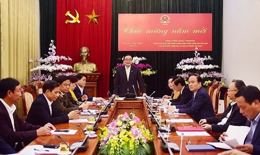 Bí thư Thành ủy Hà Nội Hoàng Trung Hải phát biểu chỉ đạo tại cuộc họp. Ảnh: ANTĐ