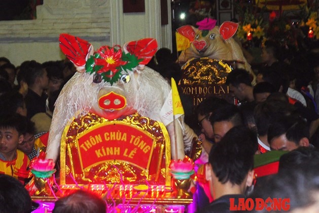 Hội "rước lợn" ở La Phù, Hoài Đức, Hà Nội. Ảnh: TA