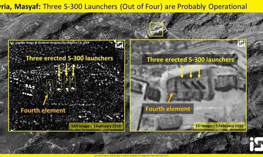 3 trong số 4 bệ phóng tên lửa S-300 ở khu vực Masyaf. Ảnh: iSi. 