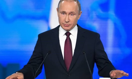Tổng thống Vladimir Putin đọc thông điệp liên bang hôm 20.2.2019. Ảnh: AP