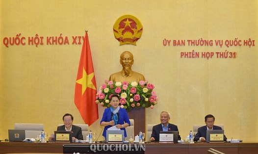Chủ tịch Quốc hội Nguyễn Thị Kim Ngân phát biểu khai mạc phiên họp thứ 31 của Ủy ban Thường vụ Quốc hội. Ảnh: QH.