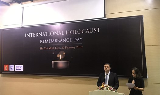 Đại sứ Israel tại Việt Nam Nadav Eshar phát biểu tại buổi lễ ngày 20.2. Ảnh: ĐSQ Israel