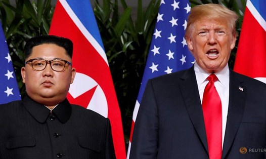 Tổng thống Donald Trump và nhà lãnh đạo Kim Jong-un trong hội nghị thượng đỉnh lần 1 ở Singapore, tháng 6.2018. Ảnh: Reuters