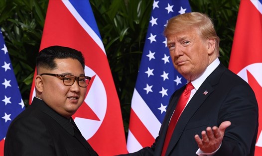 Tổng thống Donald Trump gặp nhà lãnh đạo Kim Jong-un tại Singapore, tháng 6.2018. Ảnh: USA Today