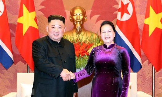 Chủ tịch Quốc hội Nguyễn Thị Kim Ngân hội kiến Chủ tịch Triều Tiên Kim Jong-un. Ảnh: TTXVN. 