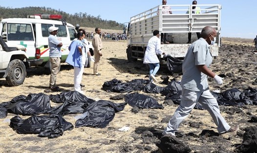 Toàn bộ 157 người trên máy bay của Ethiopian Airlines đều thiệt mạng. Ảnh hiện trường của AP
