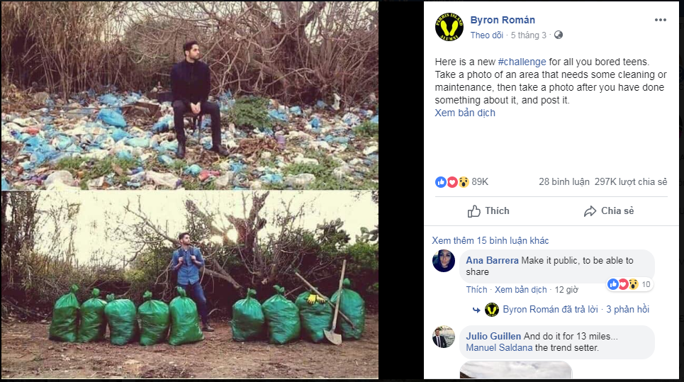 Lời thách thức khởi nguồn một trào lưu hướng tới môi trường. Ảnh chụp màn hình