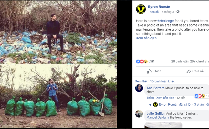 Lời thách thức khởi nguồn một trào lưu hướng tới môi trường. Ảnh chụp màn hình