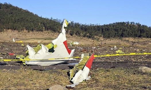 Mảnh vỡ chiếc Boeing 737 MAX 8 của Ethiopian Airlines. Ảnh: Daily Mail