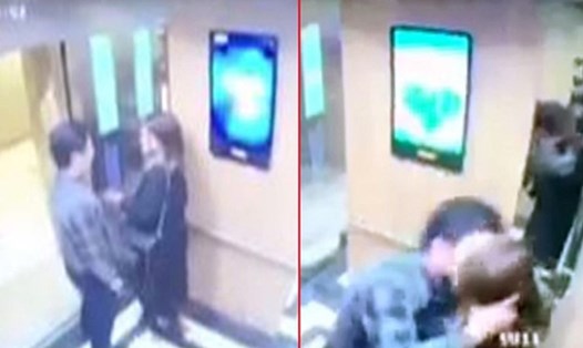 Cô gái bị người đàn ông lạ mặt tiến đến gần và dồn vào góc thang máy rồi cưỡng hôn. 