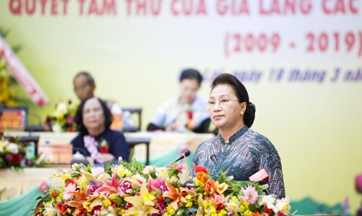 Chủ tịch Quốc hội Nguyễn Thị Kim Ngân dự Hội nghị với các già làng Tây Nguyên, tại Gia Lai ngày 19.3. Ảnh Đ.V