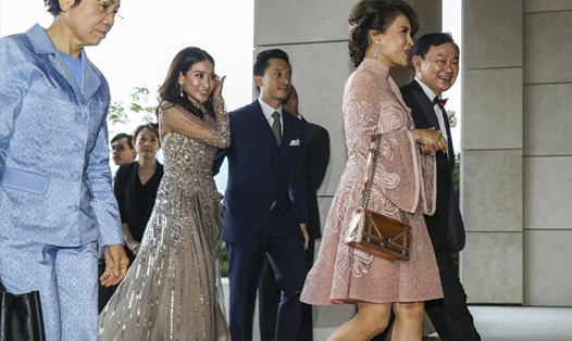Công chúa Thái Lan Ubolratana Mahidol xuất hiện trong đám cưới của con gái ông Thaksin Shinawatra tại Hong Kong. Ảnh: SCMP. 