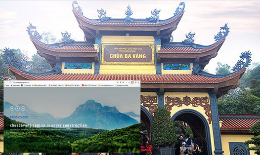 Website chính thức của chùa Ba Vàng hiện thông báo nâng cấp. Ảnh: Chụp màn hình