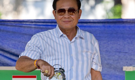 Thủ tướng Thái Lan Prayuth Chan-o-cha đi bầu cử hôm 24.3. Ảnh: AP. 