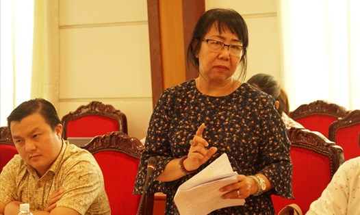 Bà Thi Thị Tuyết Nhung, Trưởng ban Văn hoá-xã hội, Hội đồng nhân dân TP.HCM phát biểu tại hội thảo 