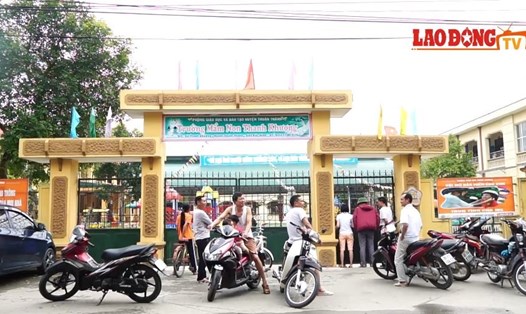 Trường Mầm non Thanh Khương (Thuận Thành, Bắc Ninh). Ảnh cắt clip.