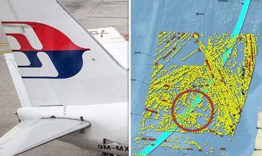 MH370 có thể nằm ở hình cung số 7. Chấm vàng là bản đồ tất cả tàu bè qua lại ở hình cung số 7 vào tháng 3-4.2014. Ảnh: World Earthquakes