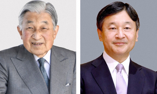 Hoàng đế Akihito (trái) và Thái tử Naruhito. Ảnh: Kyodo. 