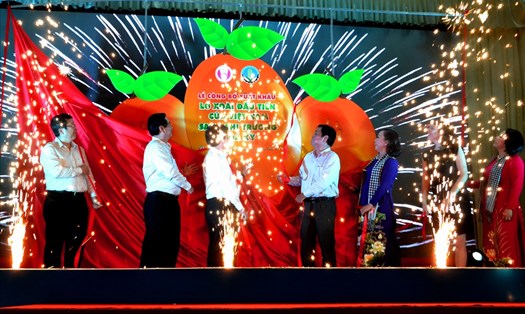 Lãnh đạo Bộ NNPTNT và tỉnh Đồng Tháp thực hiện nghi thức lễ công bố. Ảnh: Lục Tùng