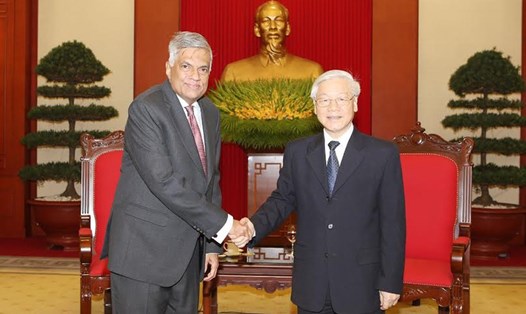 Tổng Bí thư Nguyễn Phú Trọng tiếp Thủ tướng Sri Lanka Ranil Wickremesinghe trong chuyến thăm chính thức Việt Nam, ngày 17.4.2017. Ảnh: TTXVN